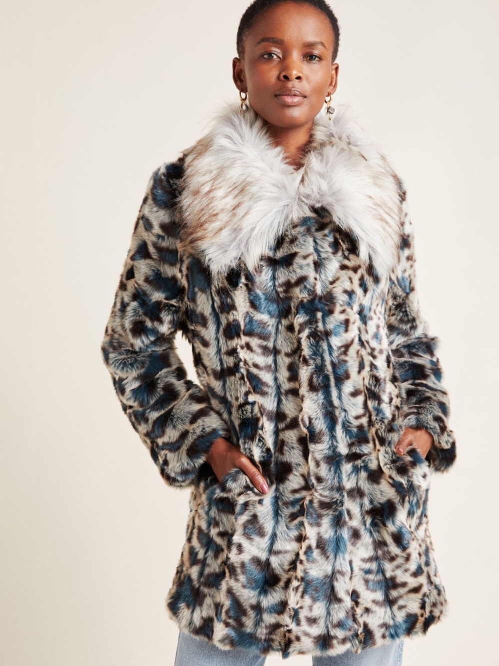 Faux Fur Leopard-Print Coat